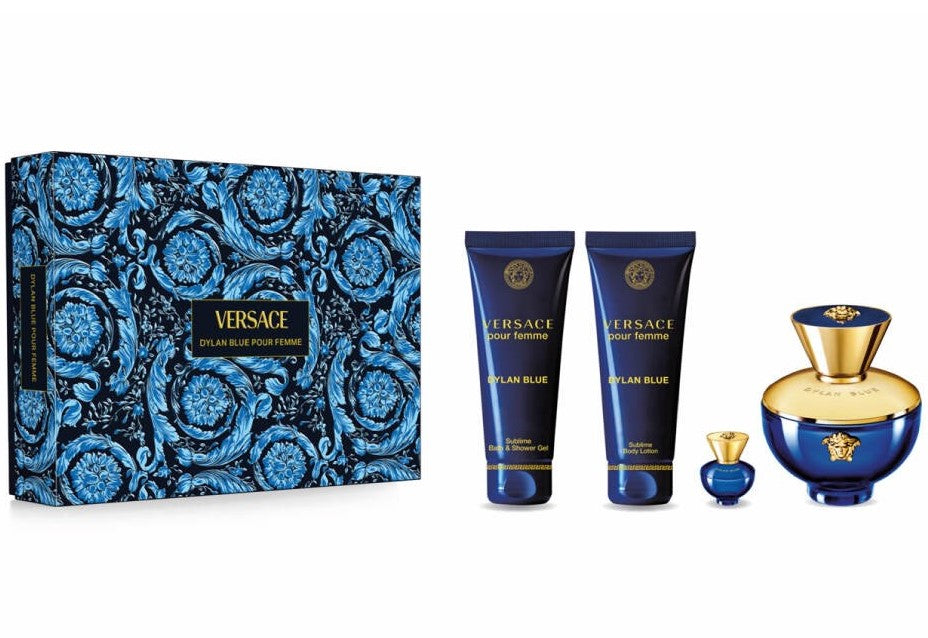 Versace Dylan Blue Pour Femme Set: EDP Spray 100ML + Sg 100ML + Bl 100ML + EDP Spray 5ML