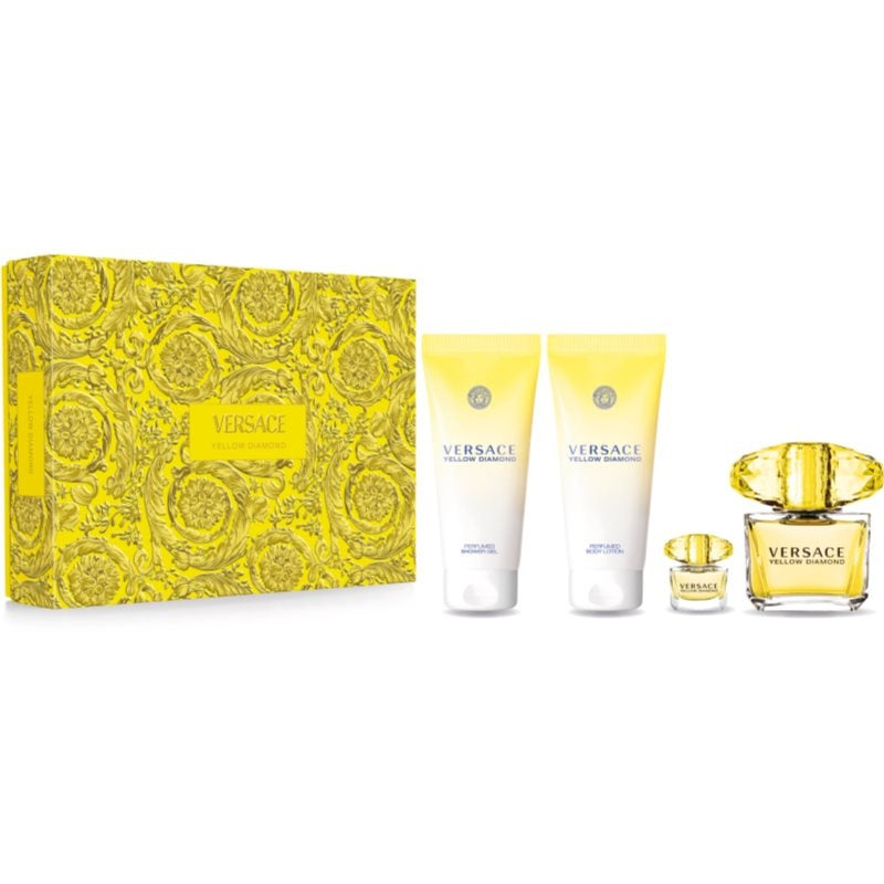 Versace Yellow Diamond Set: EDT Spray 90ML + Bl 100ML + Sg 100ML + EDT Spray 15ML