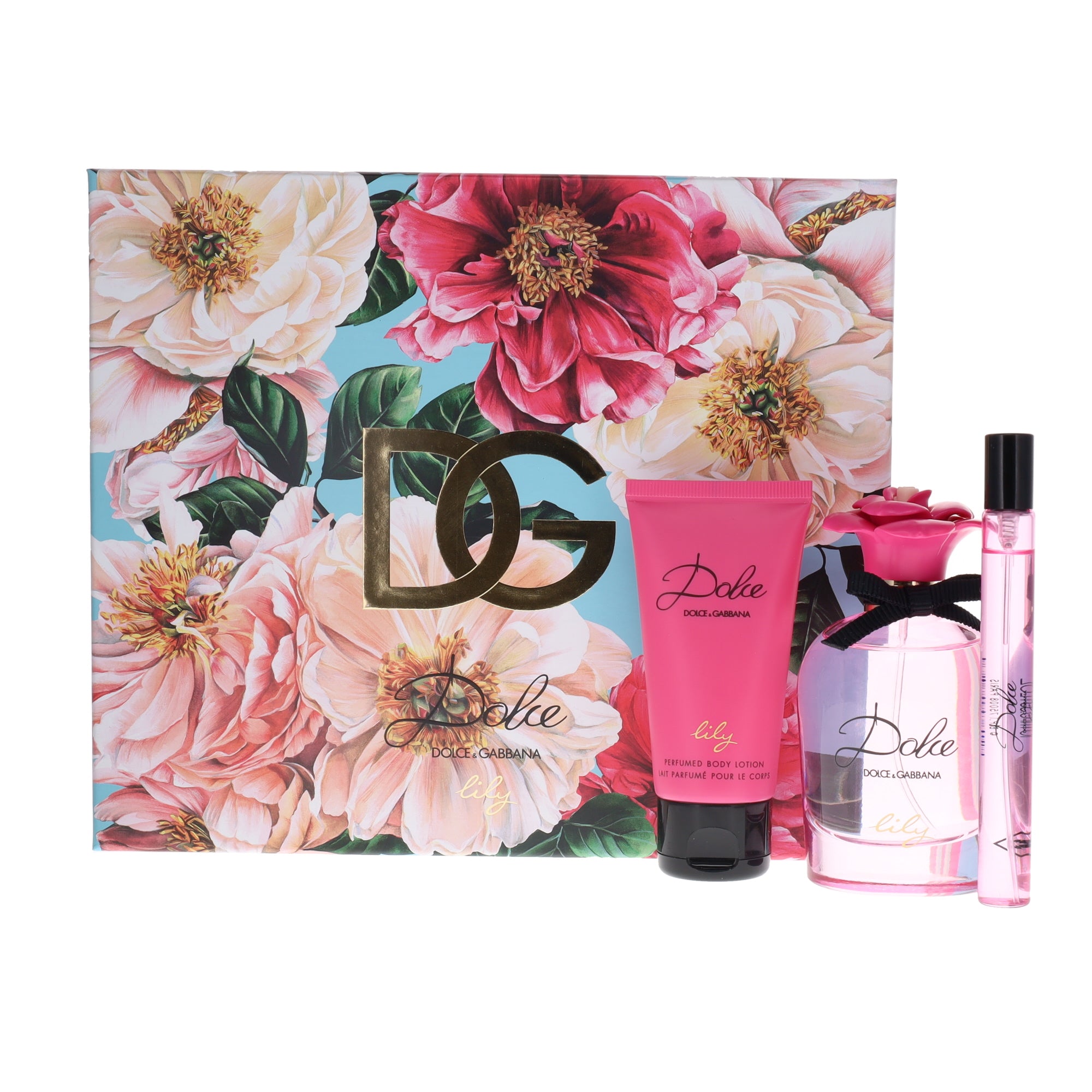 D&G DOLCE LILY 75ML EDT, 50ML BODY LOTION, 10ML  EDT TRAVEL SPRAY