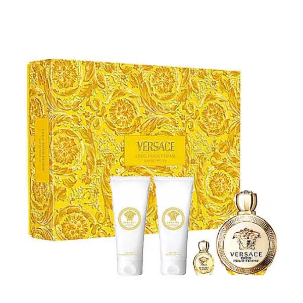 Versace Eros Pour Femme Set: EDP Spray 100ML + Sg 100ML + Bl 100ML + EDP Spray 5ML